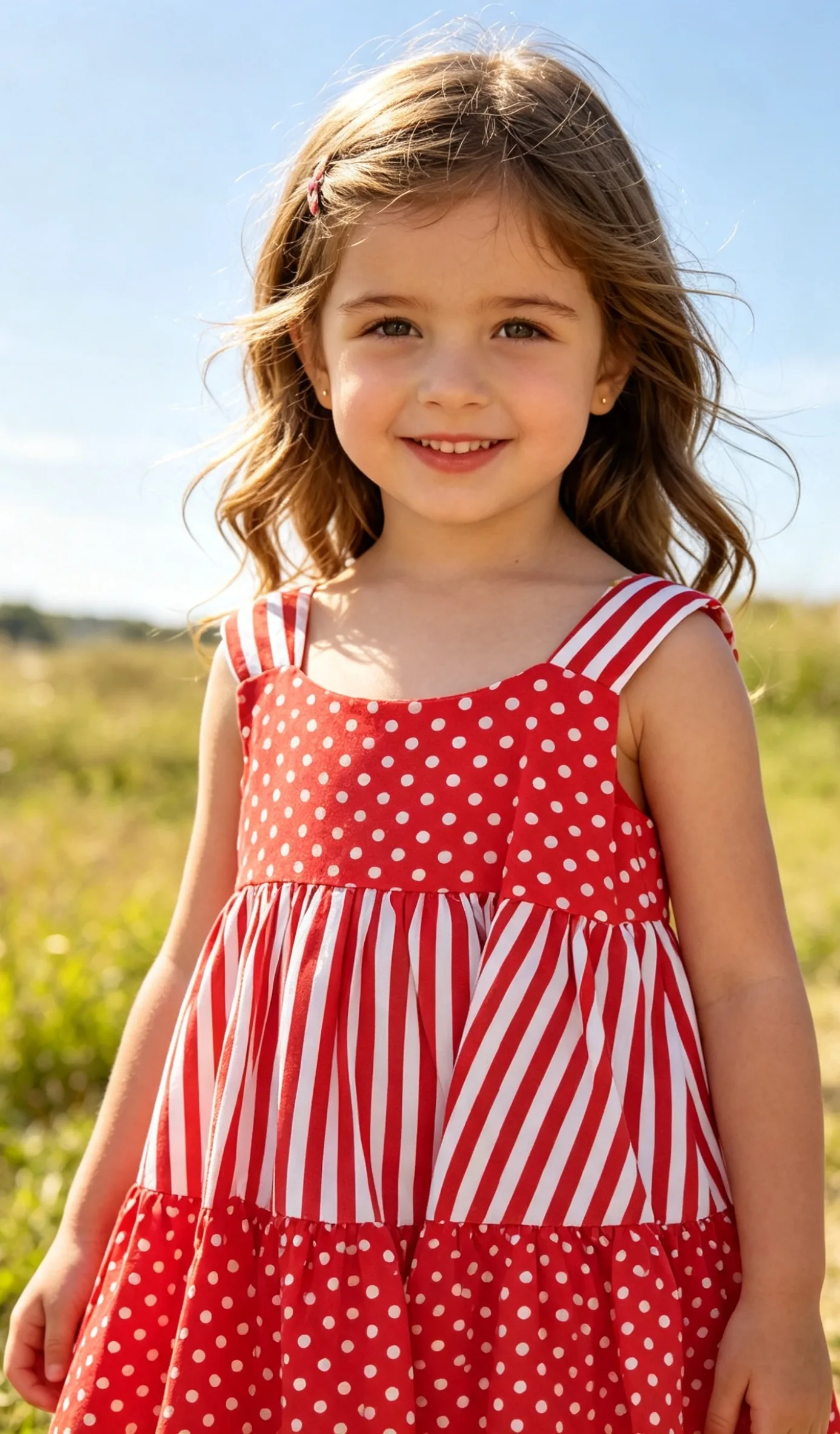 Olivia red spot and stripe dress