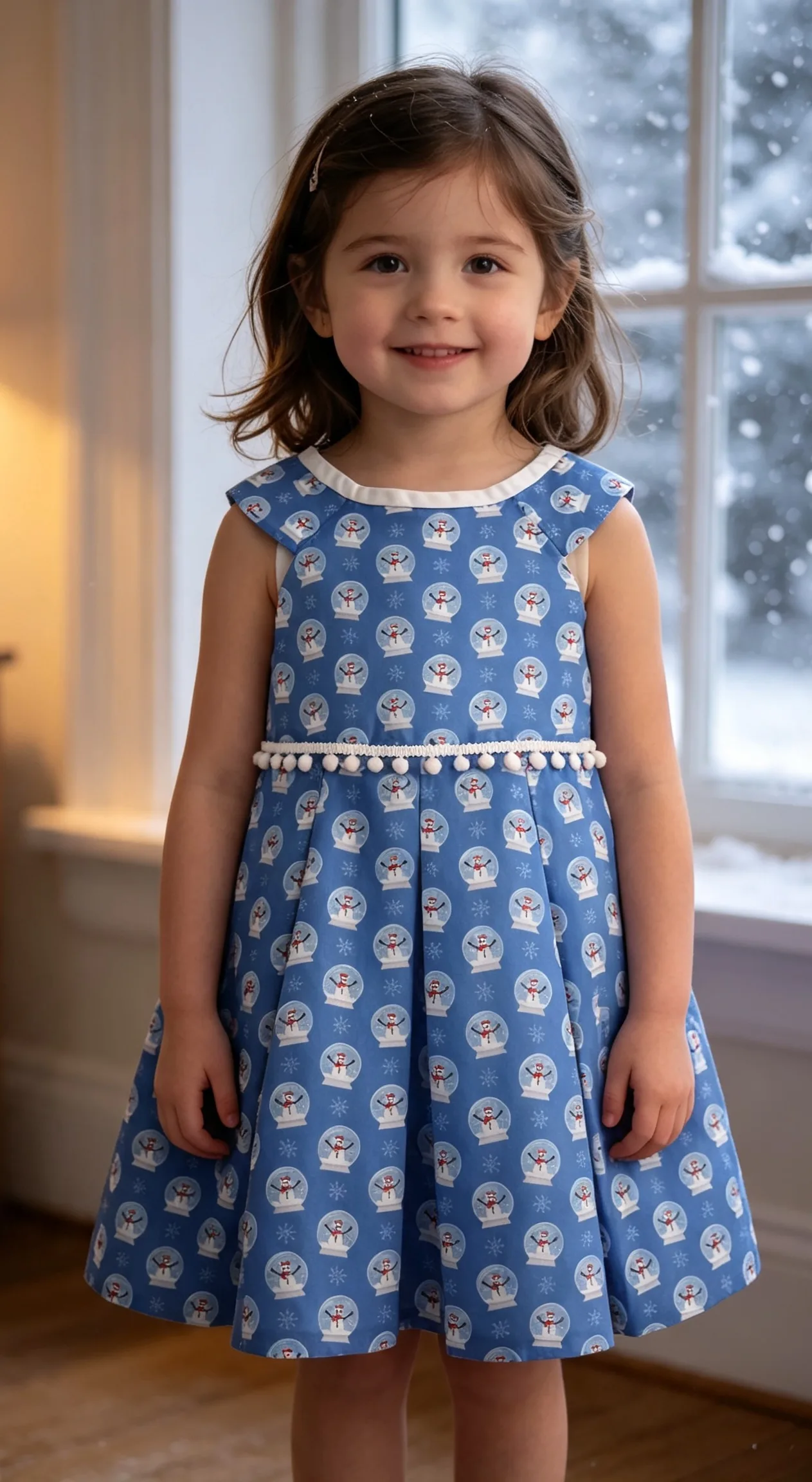 Darcy blue snowman globe dress