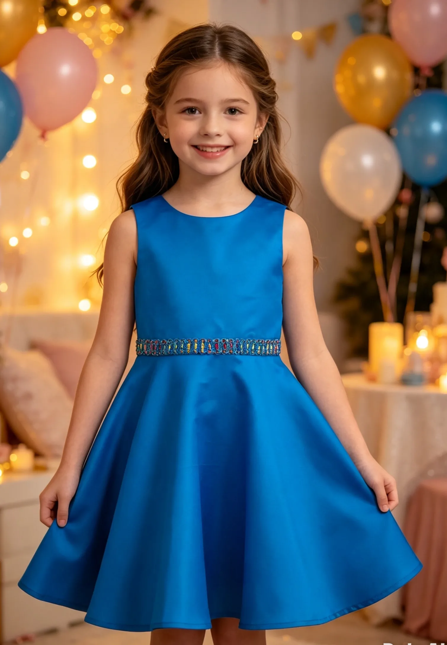 Mary turquoise satin dress